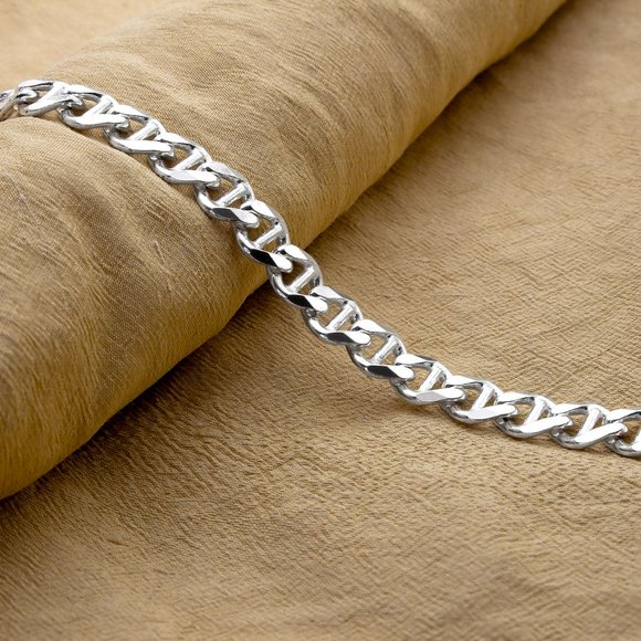 925 Silver Mariner Chain Italy 18" 7.5mm Solid - Picture 6 of 8